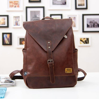 'The Vintage Traveler' - Faux Leather Backpack