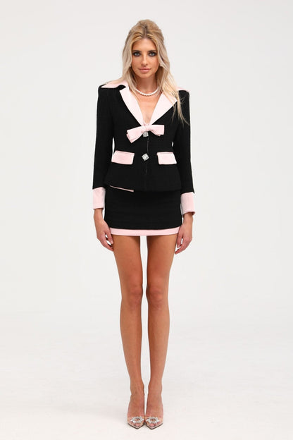 Uaine Black Two-Piece Jacket and Skirt Set