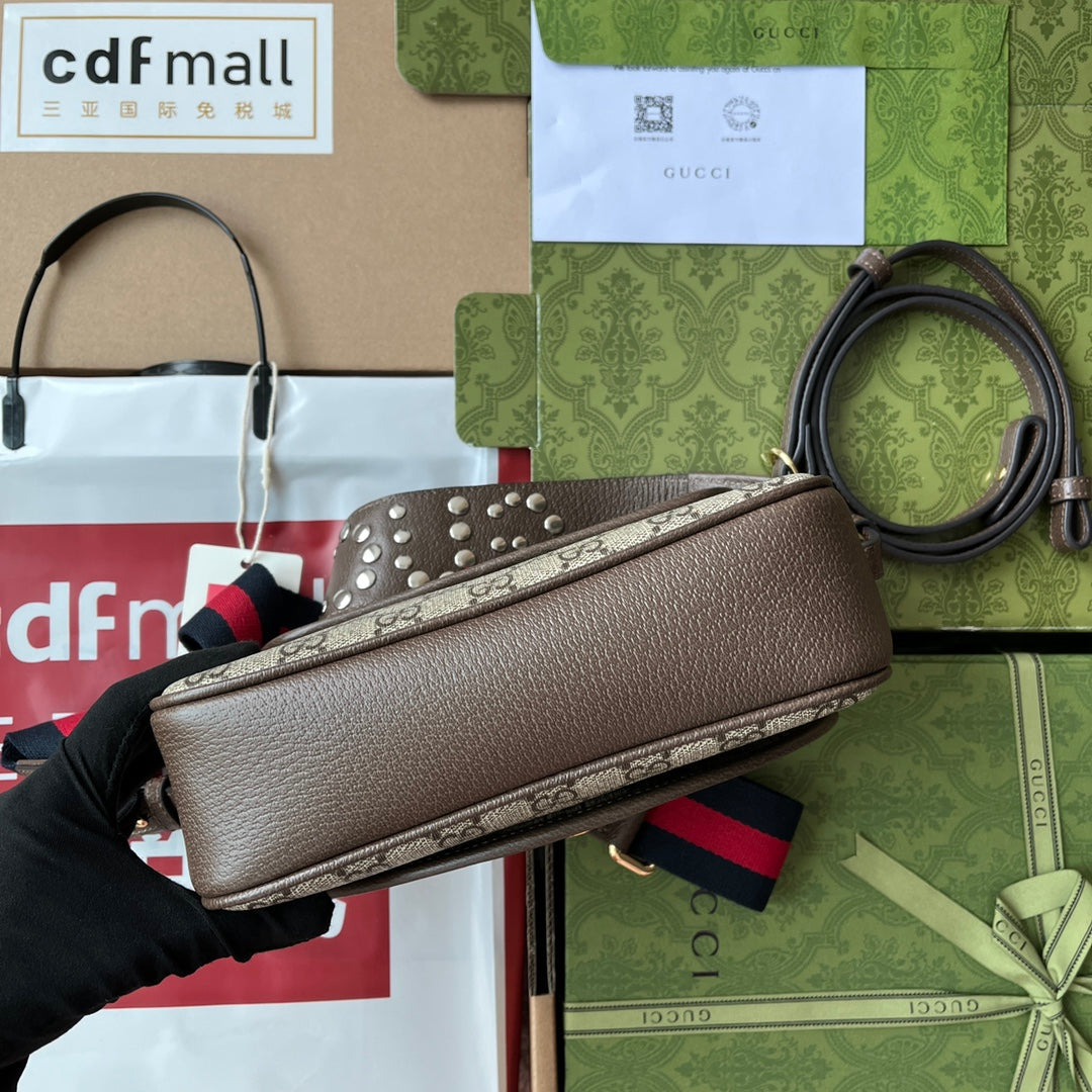 gg Ophidia gg Small Shoulder Bag Beige And Brown For Women, Women&#8217;s Bags 9.1in/23cm gg